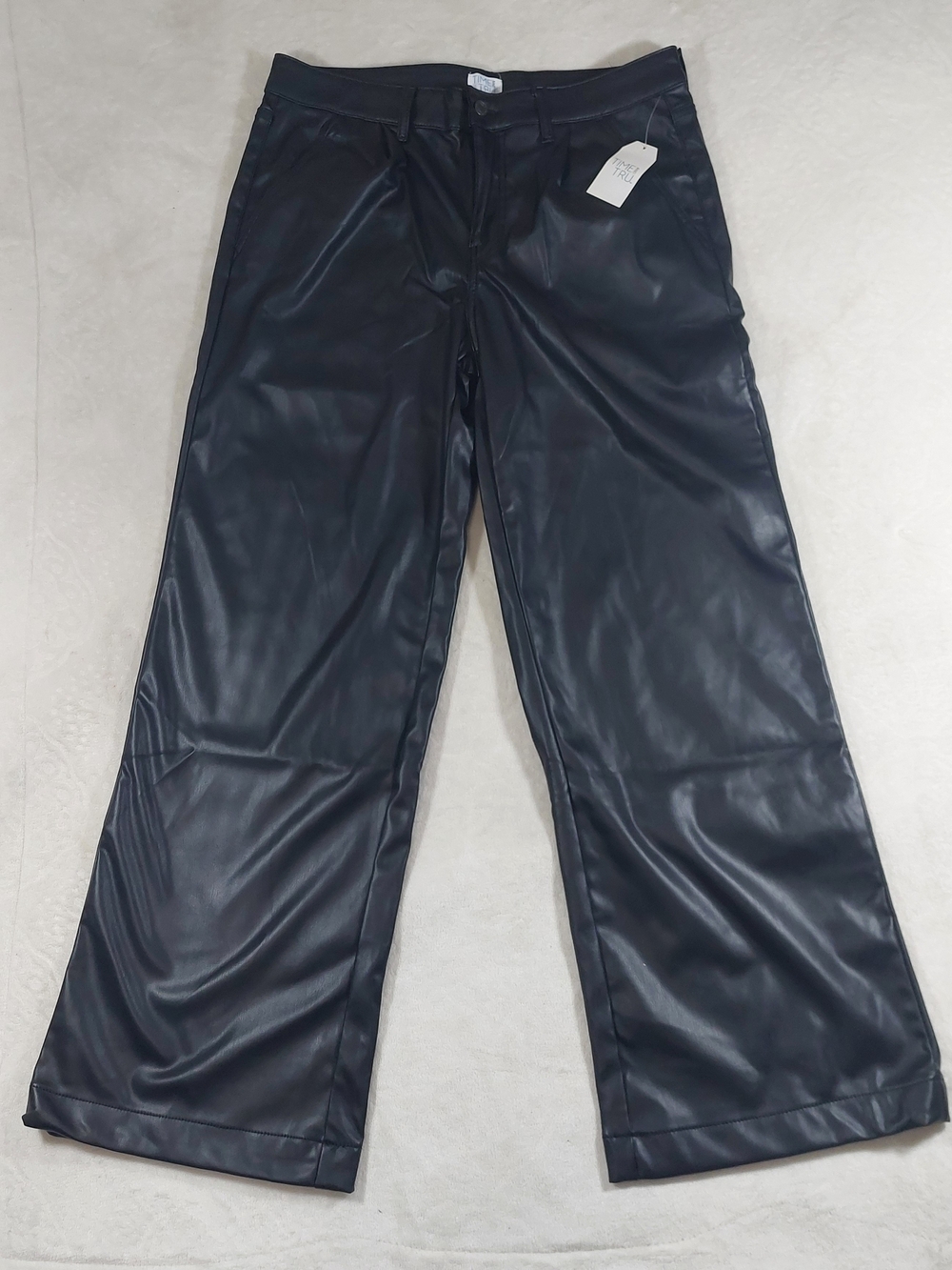 Time and Tru Black Faux Leather Wide-Leg Pants